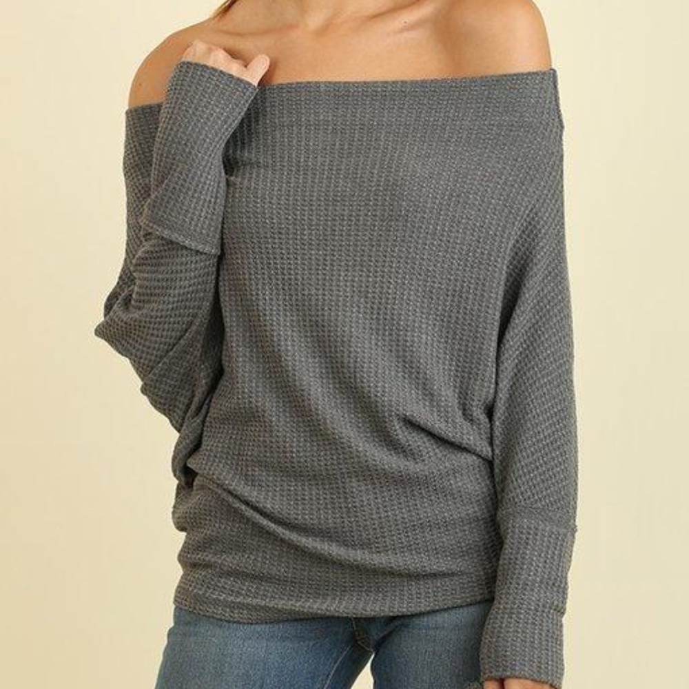 Off the Shoulder Waffle Top
